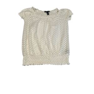 INC szM short sleeve sheer textured lined with attached sleeveless shell top EUC